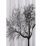 Photo: Zasłonka prysznicowa 180x200cm, polyester, czarno/biała, drzewo
