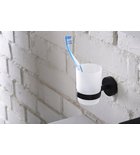 Photo: X-ROUND BLACK wall-hung tumbler holder, frosted glass, black matt