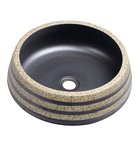 Photo: PRIORI counter top ceramic washbasin Ø 41cm, black/stone