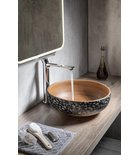 Photo: PRIORI counter top ceramic washbasin Ø 41 cm, brown with blue pattern