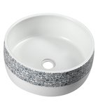 Photo: PRIORI counter top ceramic washbasin Ø 41 cm, white with blue pattern