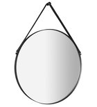 Photo: ORBITER kulaté zrcadlo s koženým páskem ø 70cm, černá mat