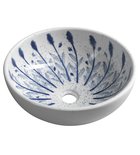 Photo: PRIORI umywalka ceramiczna nablatowa Ø 41 cm, biały z niebieskim wzorem