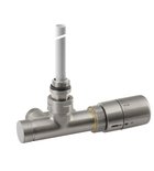 Photo: MONO ONE Towel Radiator Thermostatic Angled Valve, right, 40 mm, brushed stainless steel