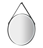 Photo: ORBITER round mirror with LED Lighting, leather strap, ø 60cm, matt black