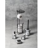 Photo: MILA stojak z uchwytem na papier toaletowy, czarny/ceramika