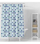 Photo: Shower Curtain 180x180cm, vinyl, white, blue dice