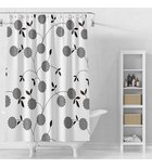 Photo: Shower Curtain 180x180cm, vinyl, white, black flowers