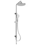 Photo: Sprchový stĺp pre nástennú batériu, pevná a ručná sprcha, guľatý, chróm