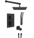 Photo: LATUS Concealed Shower Set with Thermostatic Mixer Tap, Installation Box, 2 Outlets, black matt