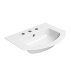 Photo: PURA Slim ceramic washbasin curved 62x48cm, groud bottom edge, 3 tap holes, white ExtraGlaze