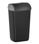 Photo: COLORED wall-hung waste bin with lid 23l, ABS, black matt