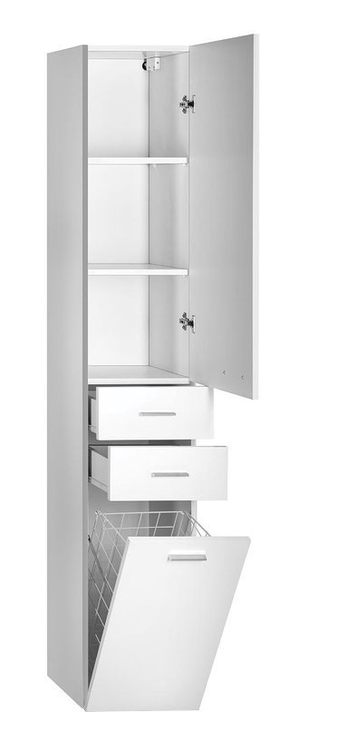 Aqualine ZOJA/KERAMIA FRESH skříňka vysoká s košem 35x184x29cm, bílá 51230