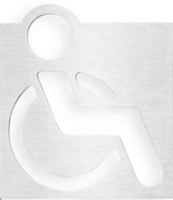WC vozíčkar označenie 120x120 mm, leštená nerez