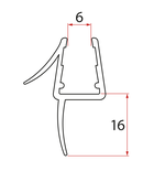 Photo: Bottom seal for door, glass 6mm, 1000mm