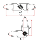 Photo: Satz 45° Magnet Dichtung für Glas 6/8mm, 1900mm