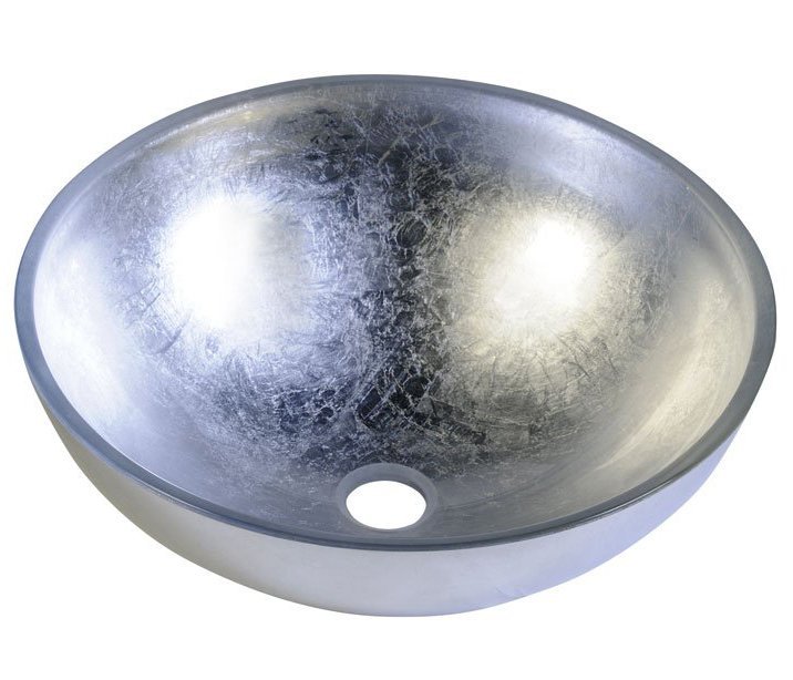 MURANO ARGENTO skleněné umyvadlo na desku, průměr 40cm, stříbrná AL5318-52