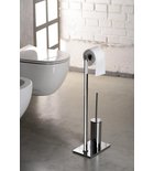 Photo: Ständer mit Toilettenpapierhalter und WC-Bürste, eckig, Chrom