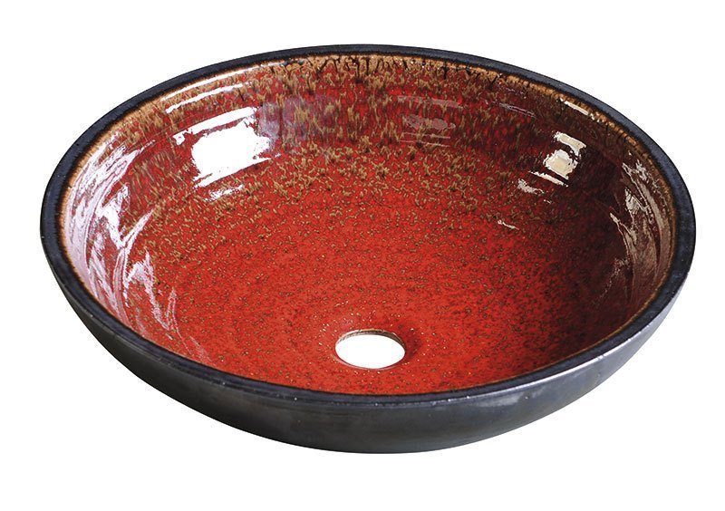 ATTILA keramické umyvadlo, průměr 43 cm, tomatová červeň/petrolejová DK007