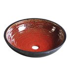 Photo: ATTILA keramické umyvadlo, průměr 42,5 cm, tomatová červeň/petrolejová
