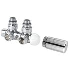 Photo: TWIN Towel Radiator Angled Thermostatic Valve Set, left/middle connection/chrome