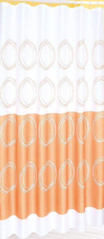Sprchový závěs 180x180cm, polyester, bílá/oranžová 16474