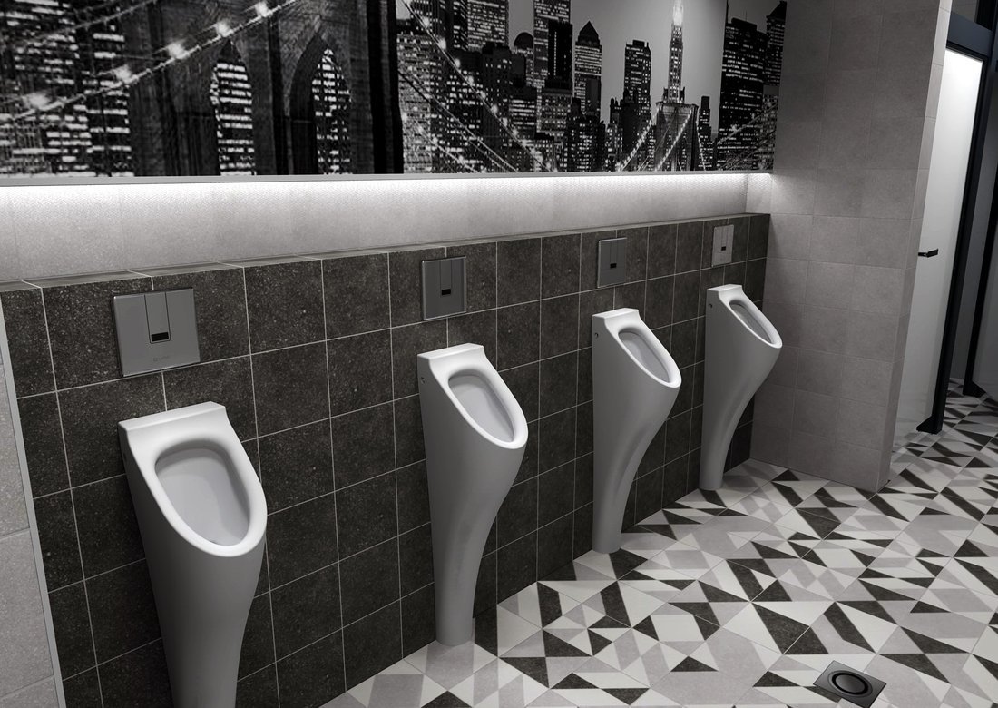 Kerasan AQUATECH urinál na postavení se zakrytým přívodem vody 21x92,5x30 cm, včetně sifonu, bílá 373001