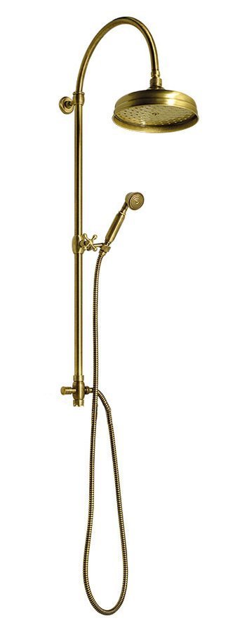 ANTEA sprchový sloup k napojení na baterii, hlavová, ruční sprcha, teleskopický,  bronz SET036