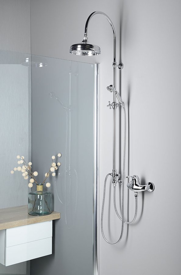 Sapho VANITY sprchový sloup k napojení na baterii, hlavová, ruční sprcha, chrom SET061