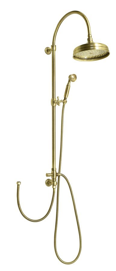 VANITY sprchový sloup k napojení na baterii, hlavová, ruční sprcha, teleskopický, bronz SET066