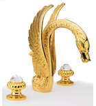 Photo: CRYSTAL 3 hole Washbasin Mixer Tap with Pop Up Waste, gold