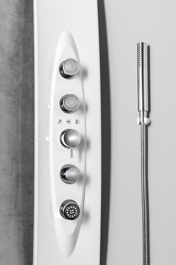 Polysan MOLA termostatický sprchový panel rohový 210x1300mm, bílá 80372