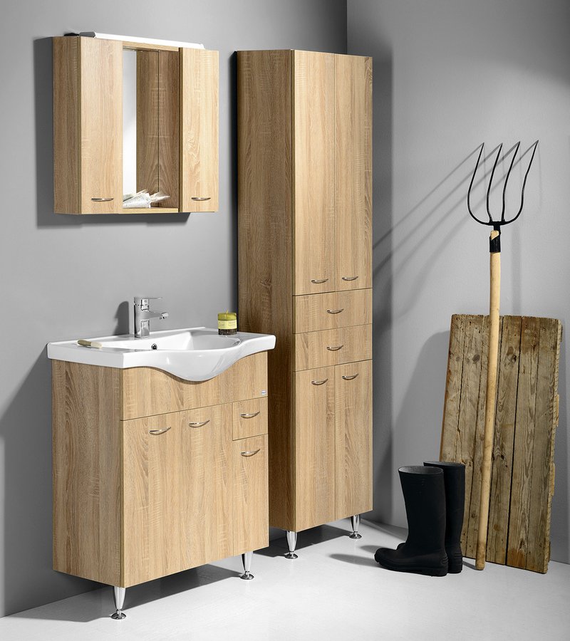 Aqualine ZOJA/KERAMIA FRESH skříňka vysoká se zásuvkami 50x184x29cm, dub platin 51296