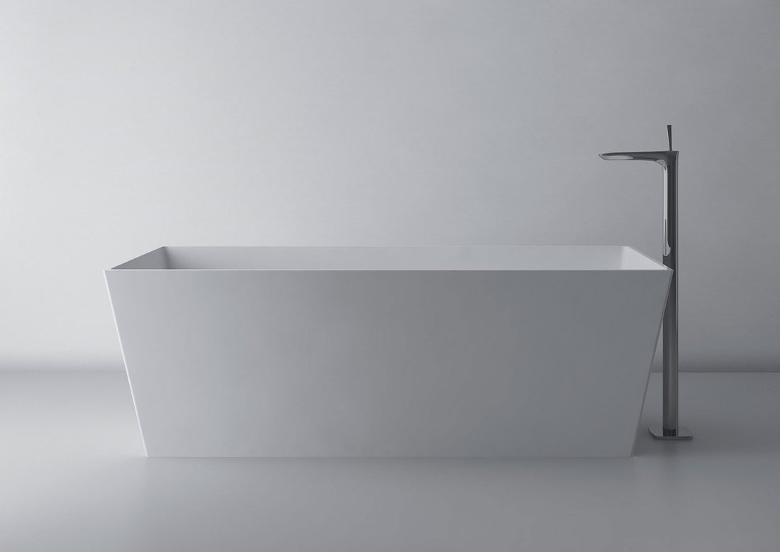 Gelco KVADRIE volně stojící vana 1590x650x550mm, litý mramor, bílá lesk GVKV1590