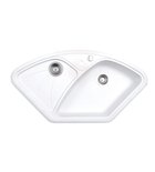 Photo: 1,0 Bowl Corner Granite Kitchen Sink 105x56 cm, white