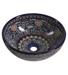 Photo: PRIORI Keramik-Waschtisch, Durchmesser 41 cm, 15 cm, Lila mit Ornamenten