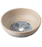 Photo: PRIORI counter top ceramic washbasin Ø 41 cm, beige with blue pattern