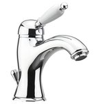 Photo: KIRKÉ WHITE basin mixer tap lever white, with pop up waste, chrome