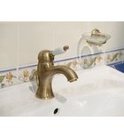 Photo: KIRKÉ WHITE basin mixer tap lever white,with pop up waste, bronze