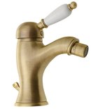 Photo: KIRKÉ WHITE Bidet mixer tap lever white, with pop up waste, bronze