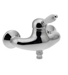 Photo: KIRKÉ WHITE Wall mounted shower mixer tap lever white, chrome