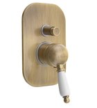 Photo: KIRKÉ WHITE Single Lever Concealed Shower Mixer Tap Lever white, 2 outl., bronze