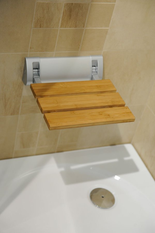 Aqualine RAVO sklopné sedátko do sprchového koutu 32x32,5cm, bambus AE236