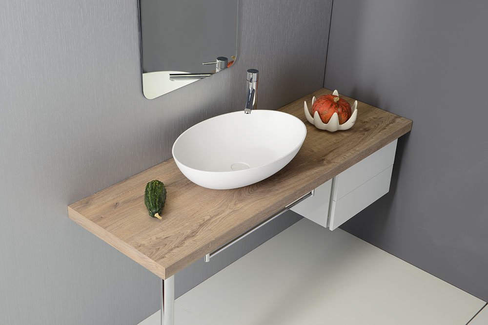 Sapho THIN umyvadlo na desku, Rockstone, 60x40 cm, bílá mat WN893