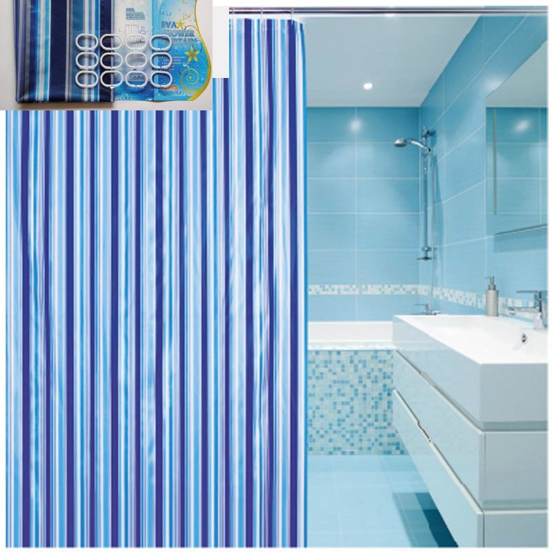 Aqualine Sprchový závěs 180x180cm, vinyl, modrá, pruhy ZV011