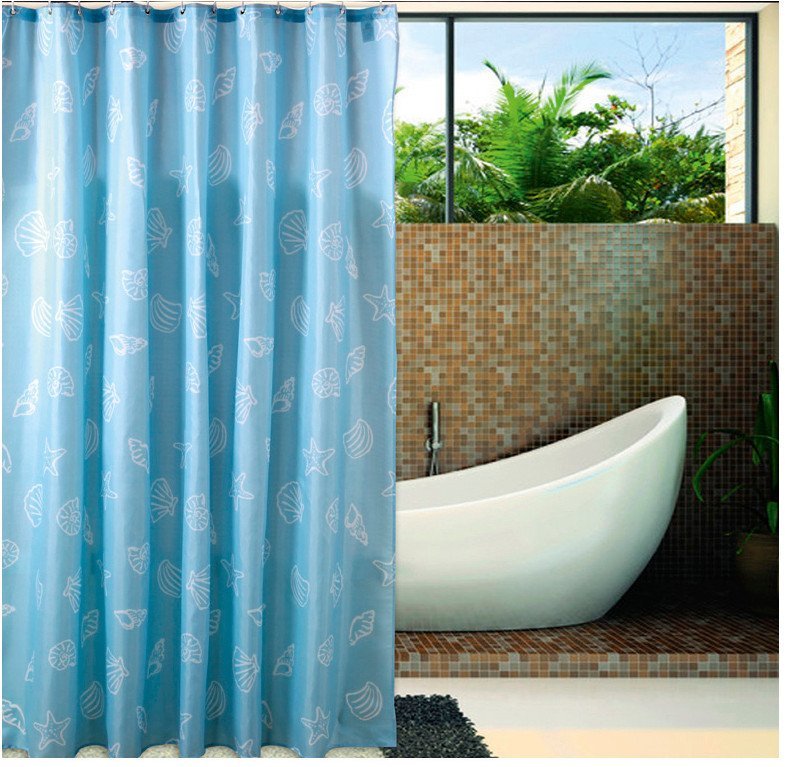 Aqualine Sprchový závěs 180x200cm, polyester, modrá, mušle ZP006