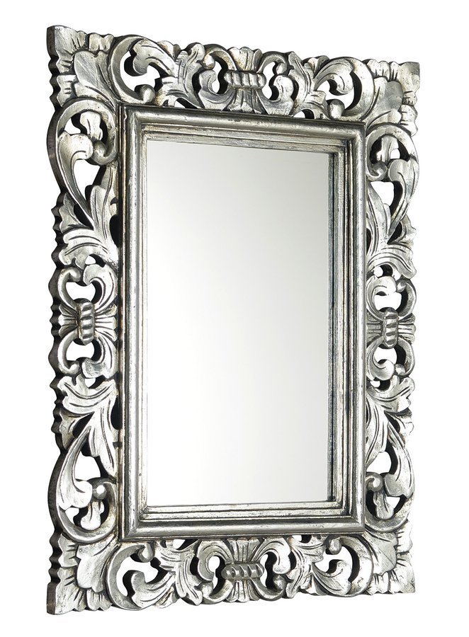 SAMBLUNG zrcadlo ve vyřezávaném rámu, 60x80cm, stříbrná IN115