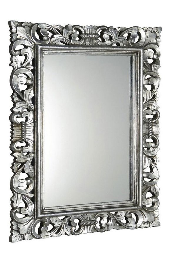 SCULE zrcadlo ve vyřezávaném rámu 70x100cm, stříbrná IN156