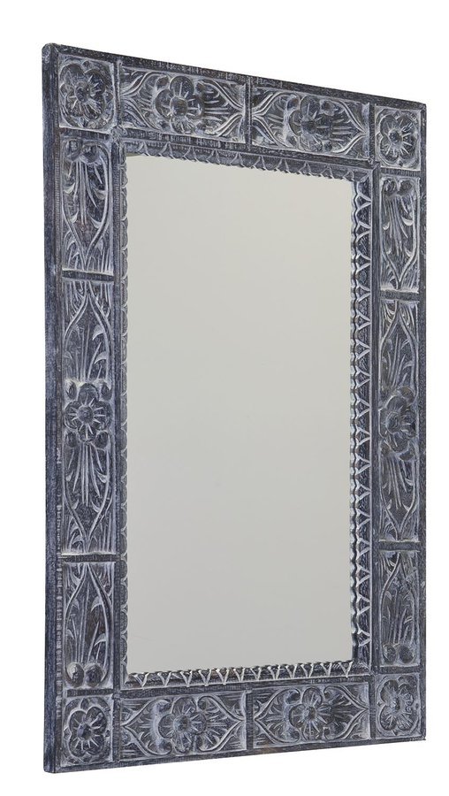 UBUD zrcadlo ve vyřezávaném rámu, 70x100cm, šedá IN231