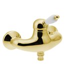 Photo: KIRKÉ WHITE Wall mounted shower mixer tap lever white, gold